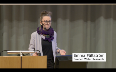 Emma Fältström, doktorand, i film om sin forskning under 2016 års Sweden Water Research-dag.